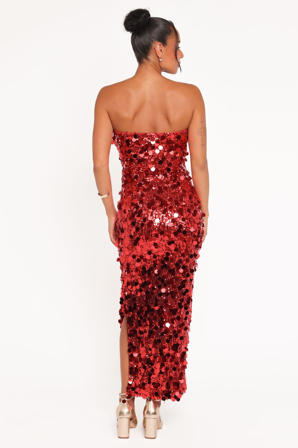 Karlie Strapless Sequin Maxi Dress in Red – view 5 of 7