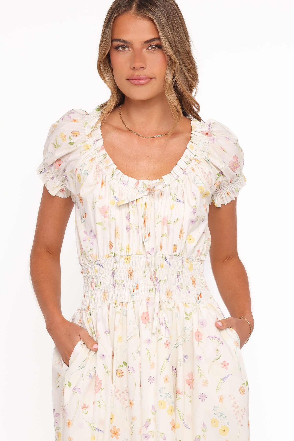 Katana Puff Sleeve Midi Dress in Floral – view 3 of 8