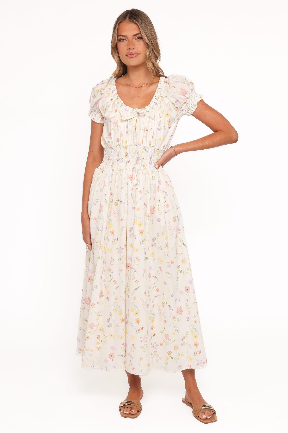 Katana Puff Sleeve Midi Dress in Floral – view 6 of 8