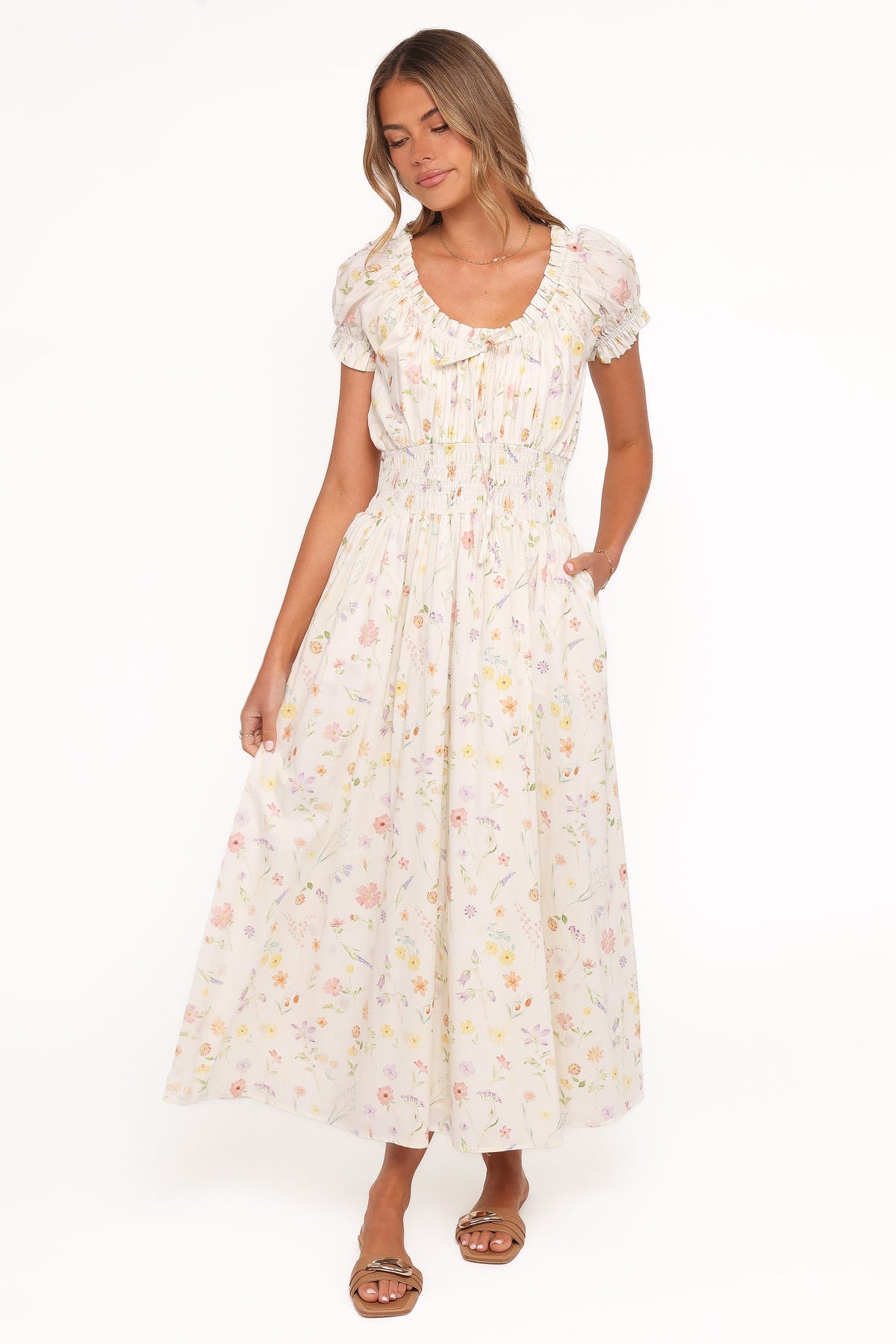 Katana Puff Sleeve Midi Dress in Floral – view 2 of 8