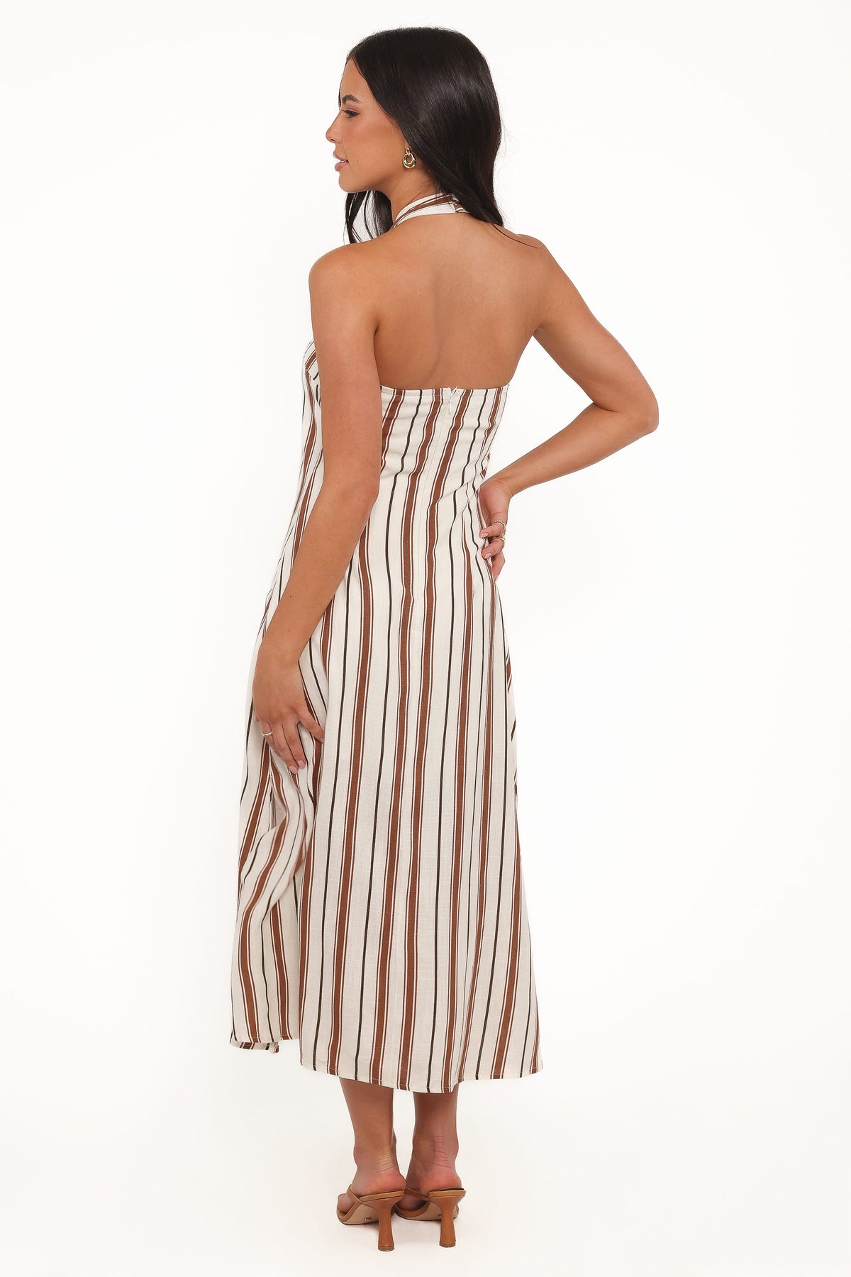 Katherine Midi Dress in Brown Stripe – view 2 of 6