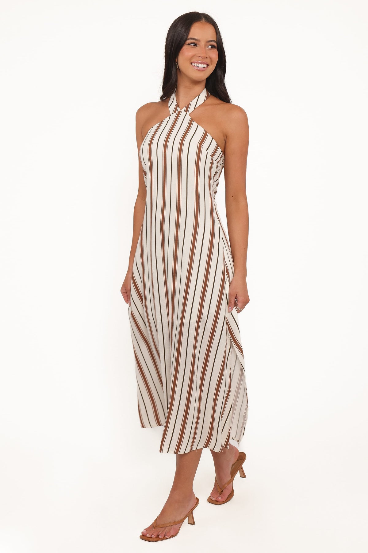 Katherine Midi Dress in Brown Stripe – view 4 of 6