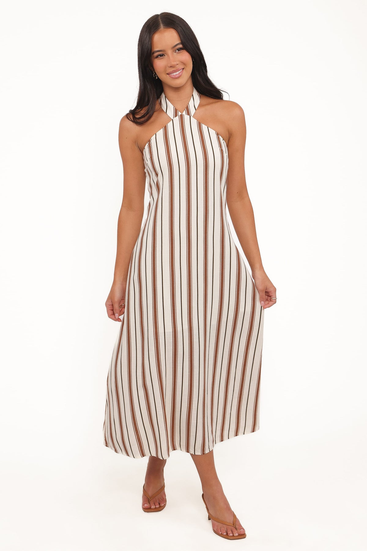 Katherine Midi Dress in Brown Stripe – view 5 of 6