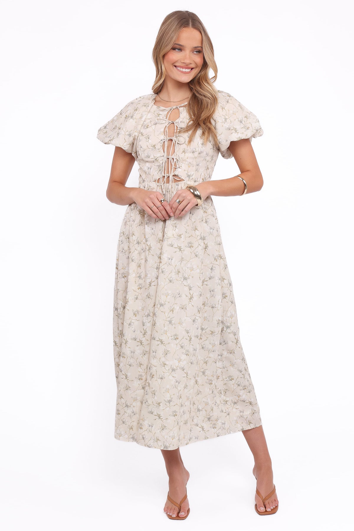 Kathleen Maxi Dress in Light Beige/Green Floral – view 1 of 5
