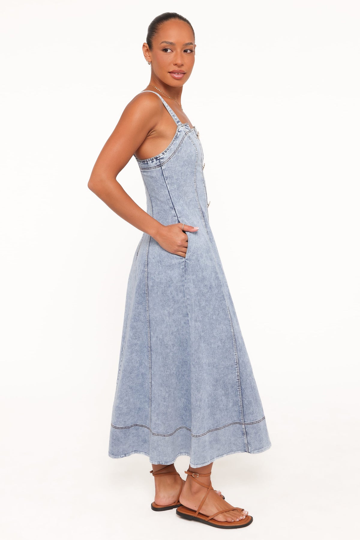 Katie Maxi Dress in Med Denim – view 3 of 5