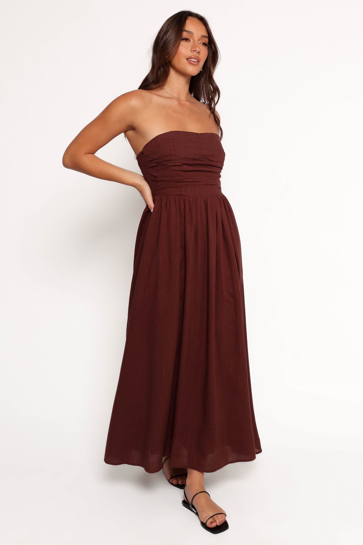 Kayt Strapless Dress in Chocolate Brown – view 7 of 9