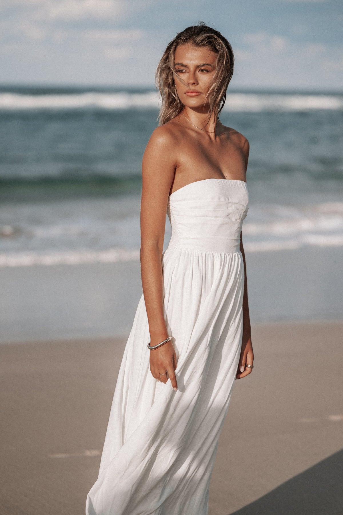 Kayt Strapless Dress in White – view 1 of 7