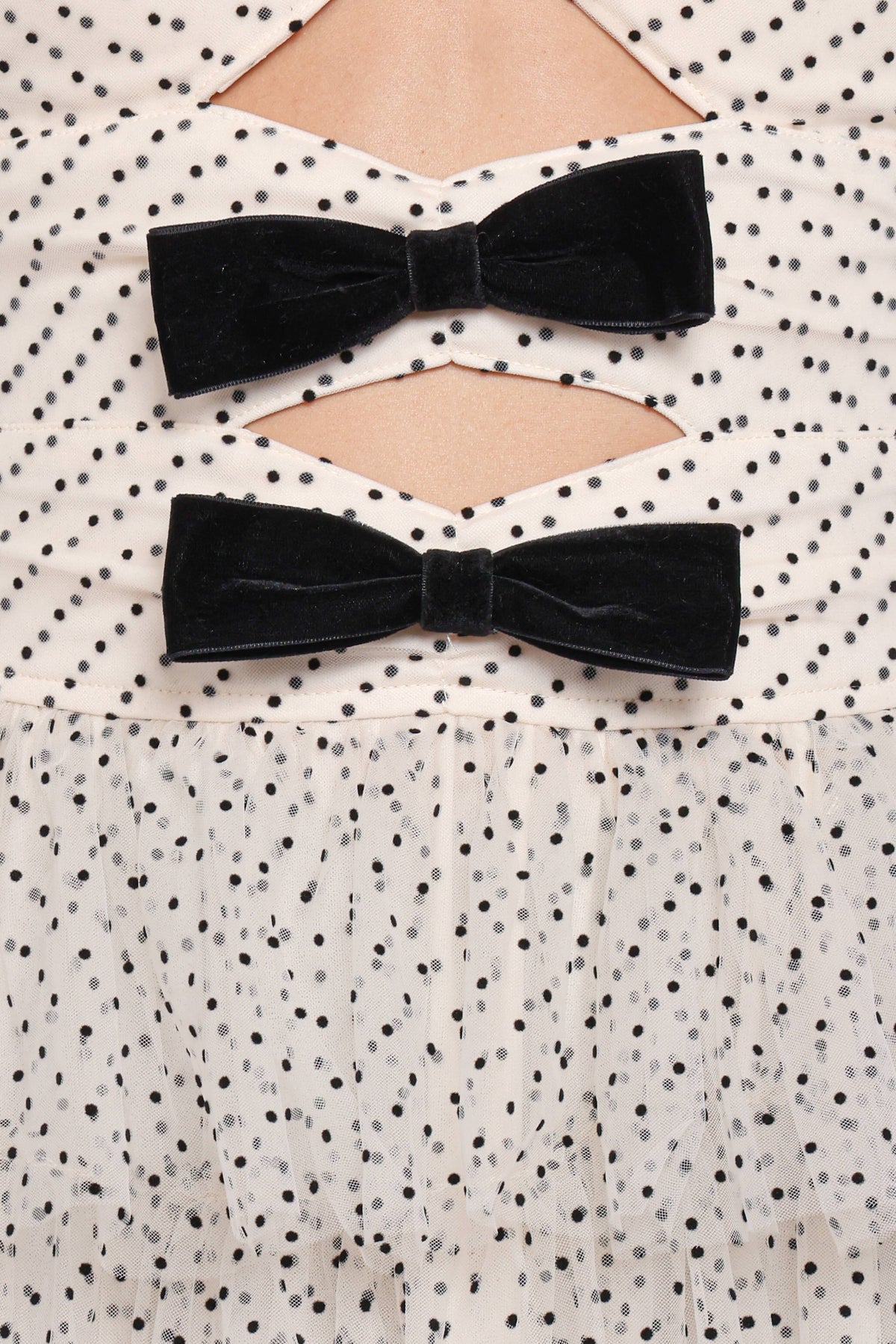 Kelari Strapless Midi Dress in Cream Polka Dot – view 7 of 8