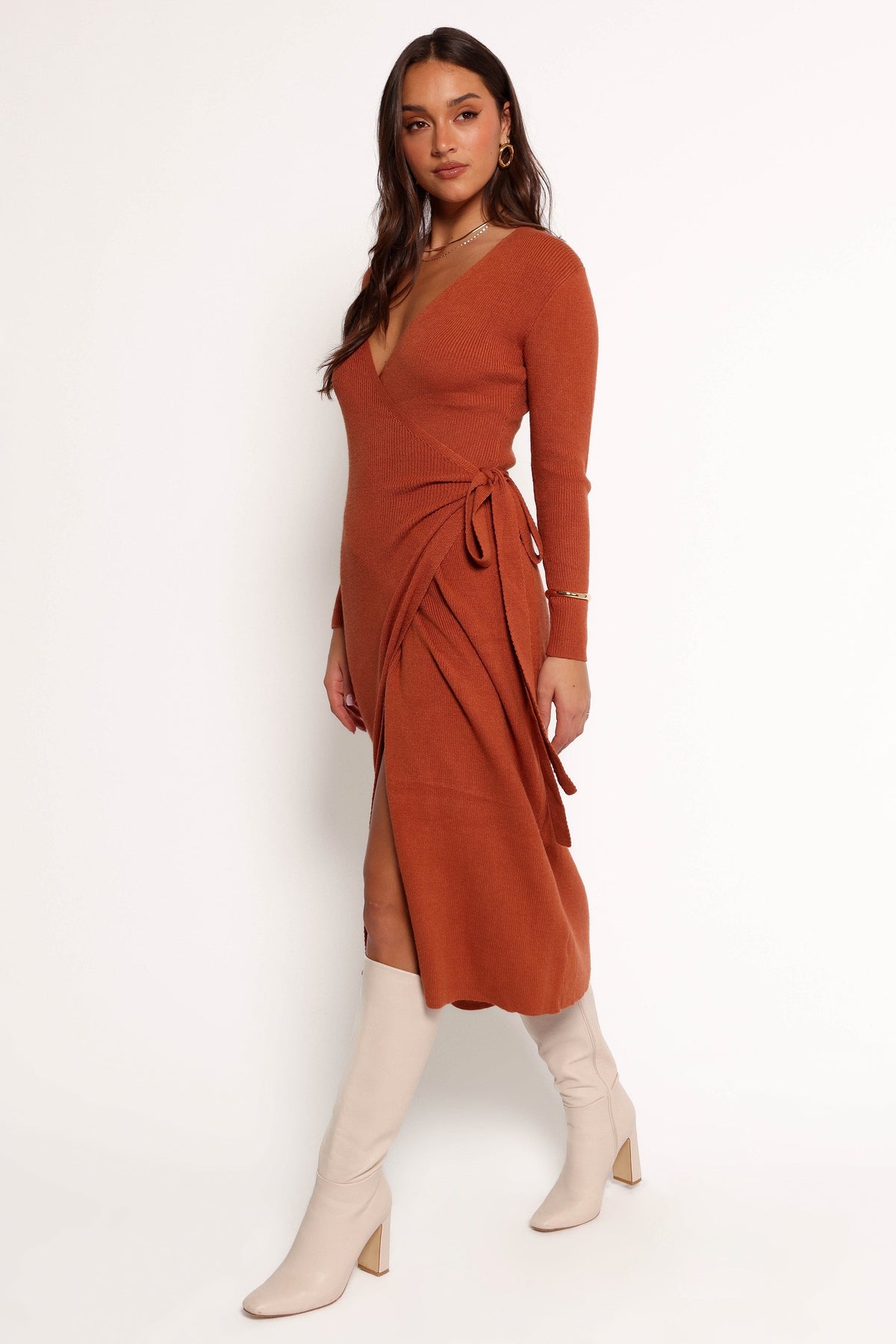 Kellan Wrap Midi Dress in Bronze – view 5 of 11