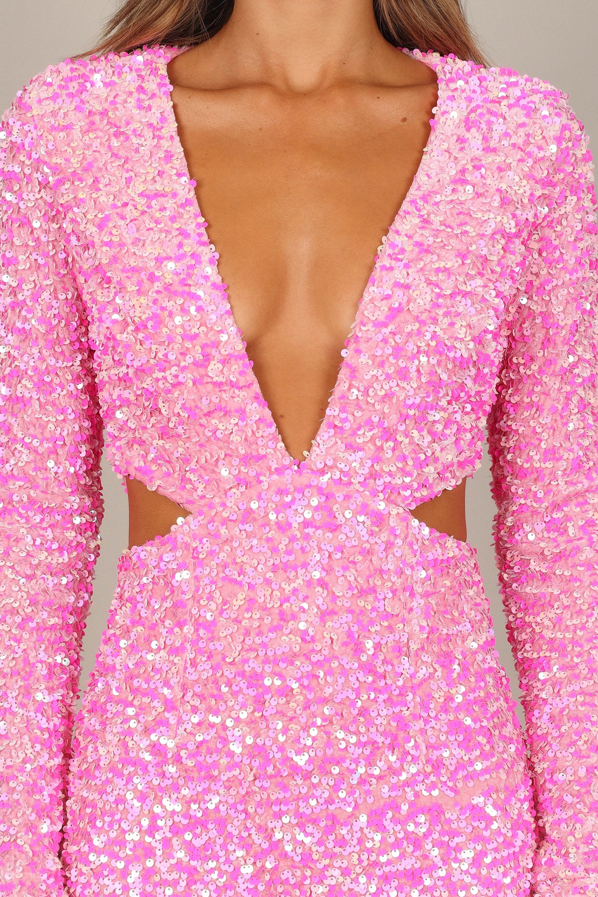 Kelly Long Sleeve Sequin Mini Dress in Berry – view 5 of 9
