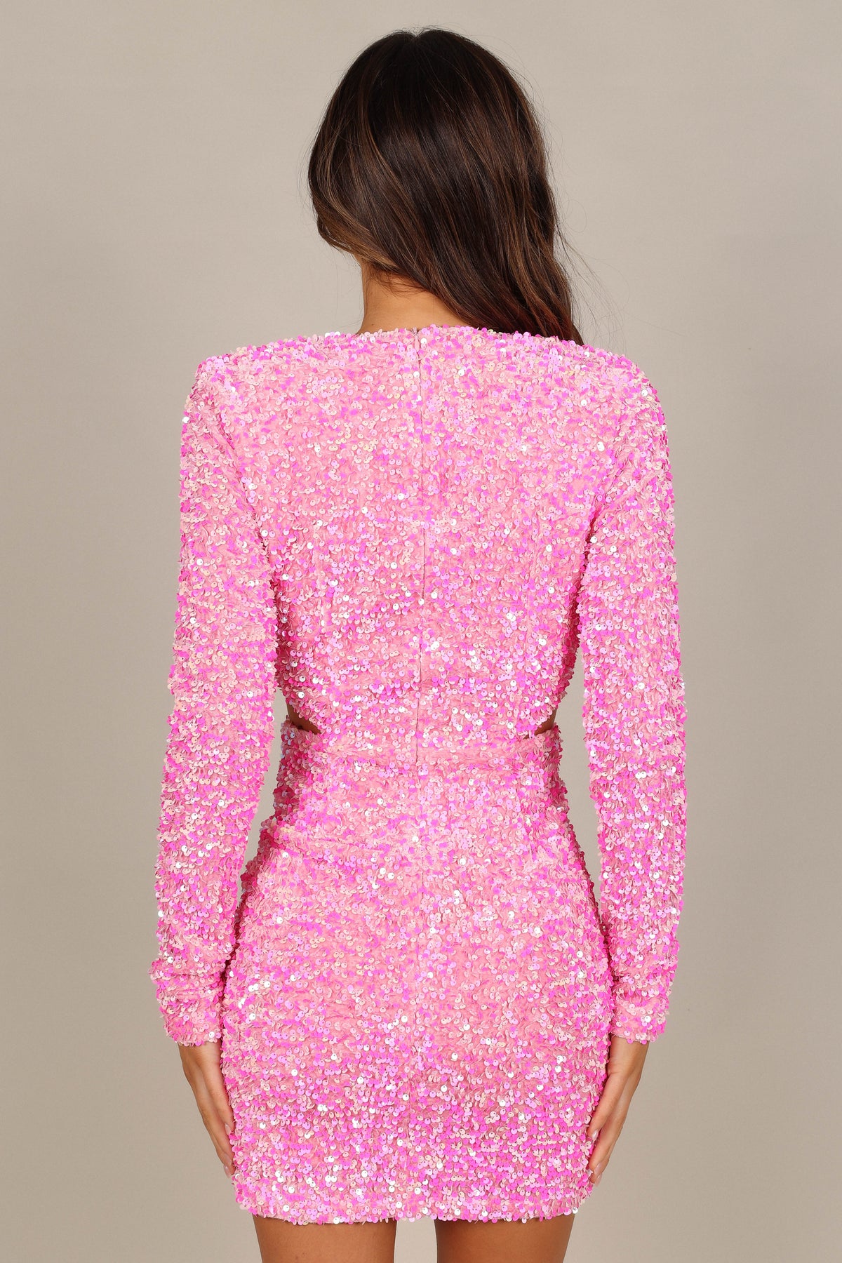 Kelly Long Sleeve Sequin Mini Dress in Berry – view 8 of 9