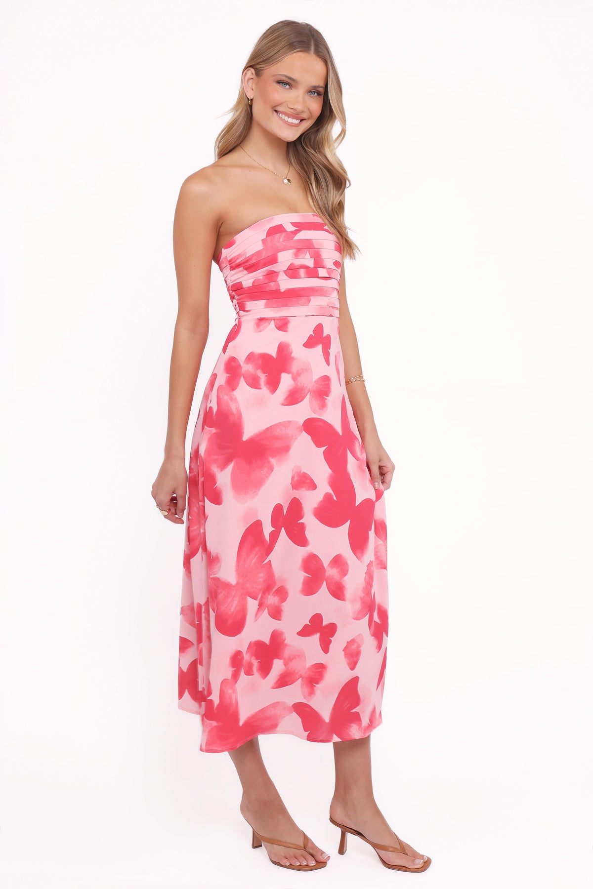 Kenna Strapless Midi Dress in Butterfly Print – view 3 of 5
