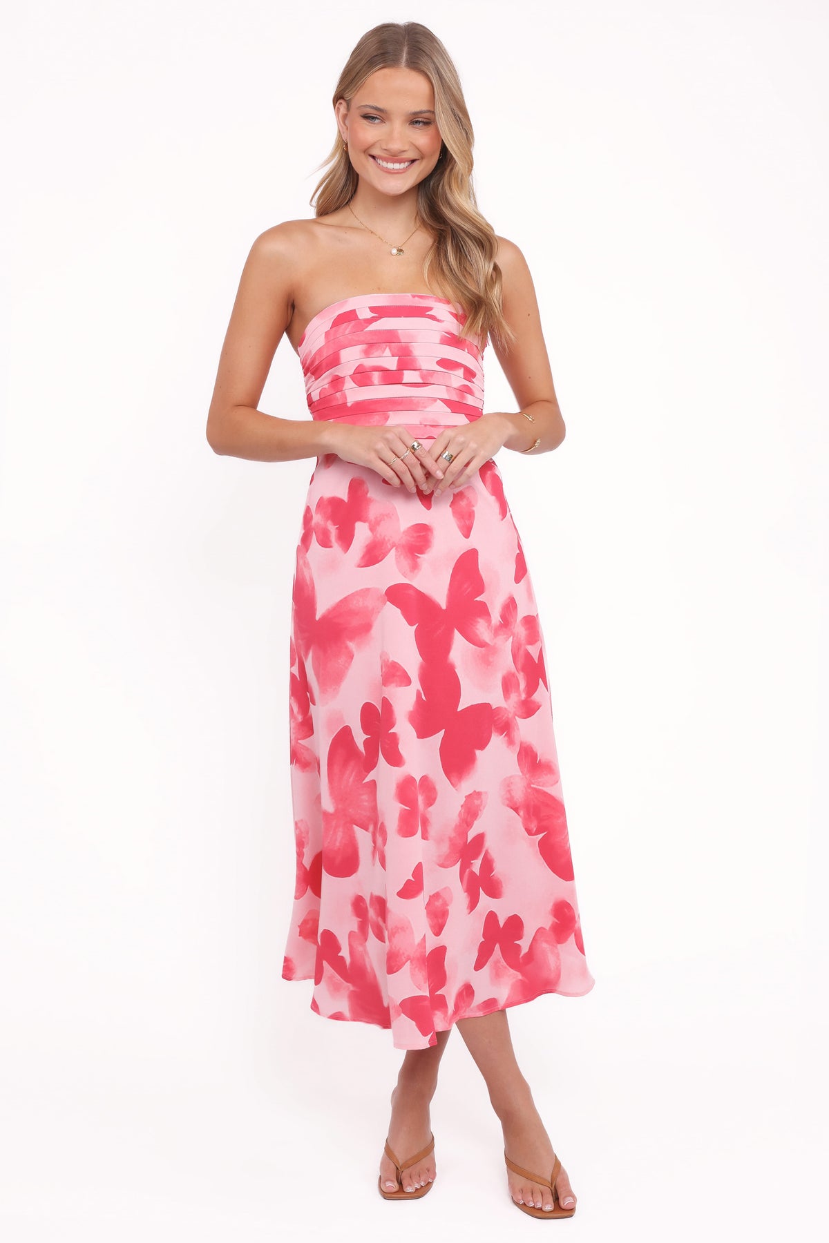 Kenna Strapless Midi Dress in Butterfly Print – view 1 of 5
