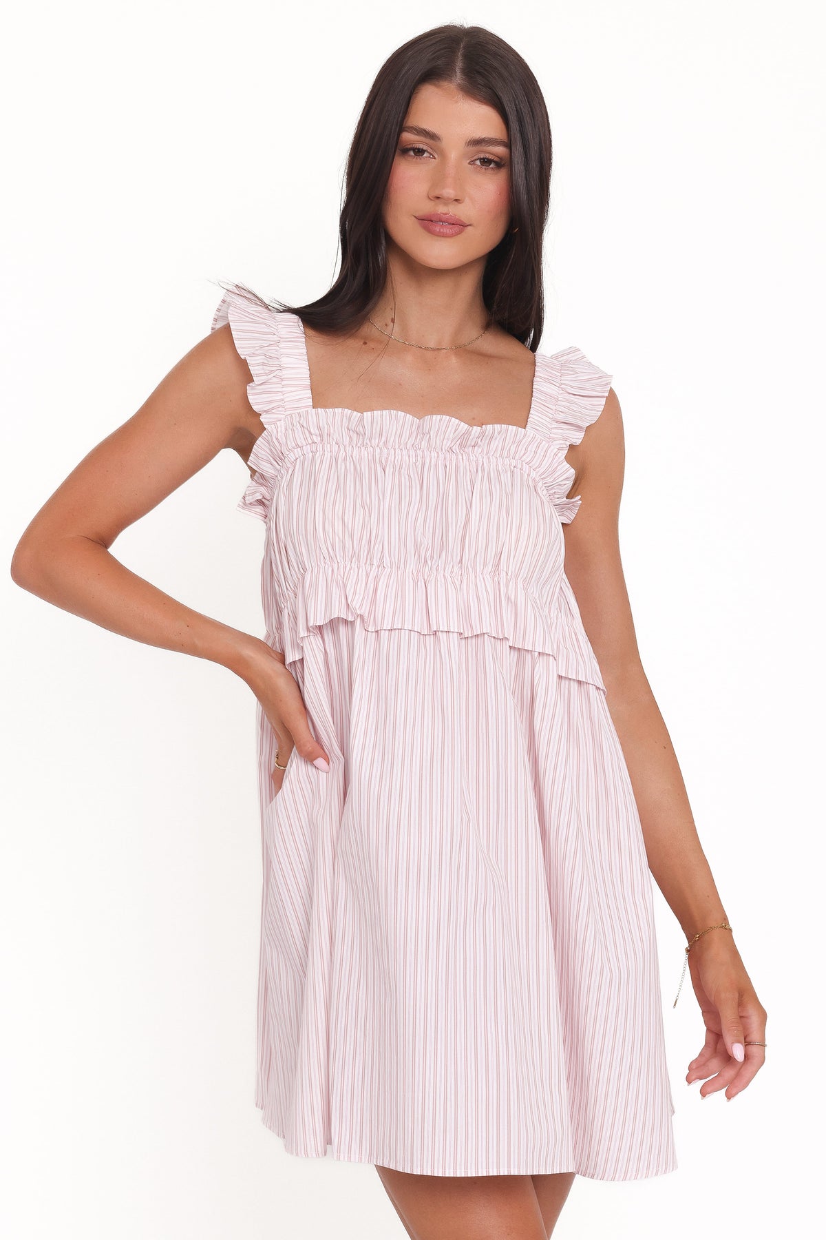 Keonia Mini Dress in Pink Stripe – view 1 of 5