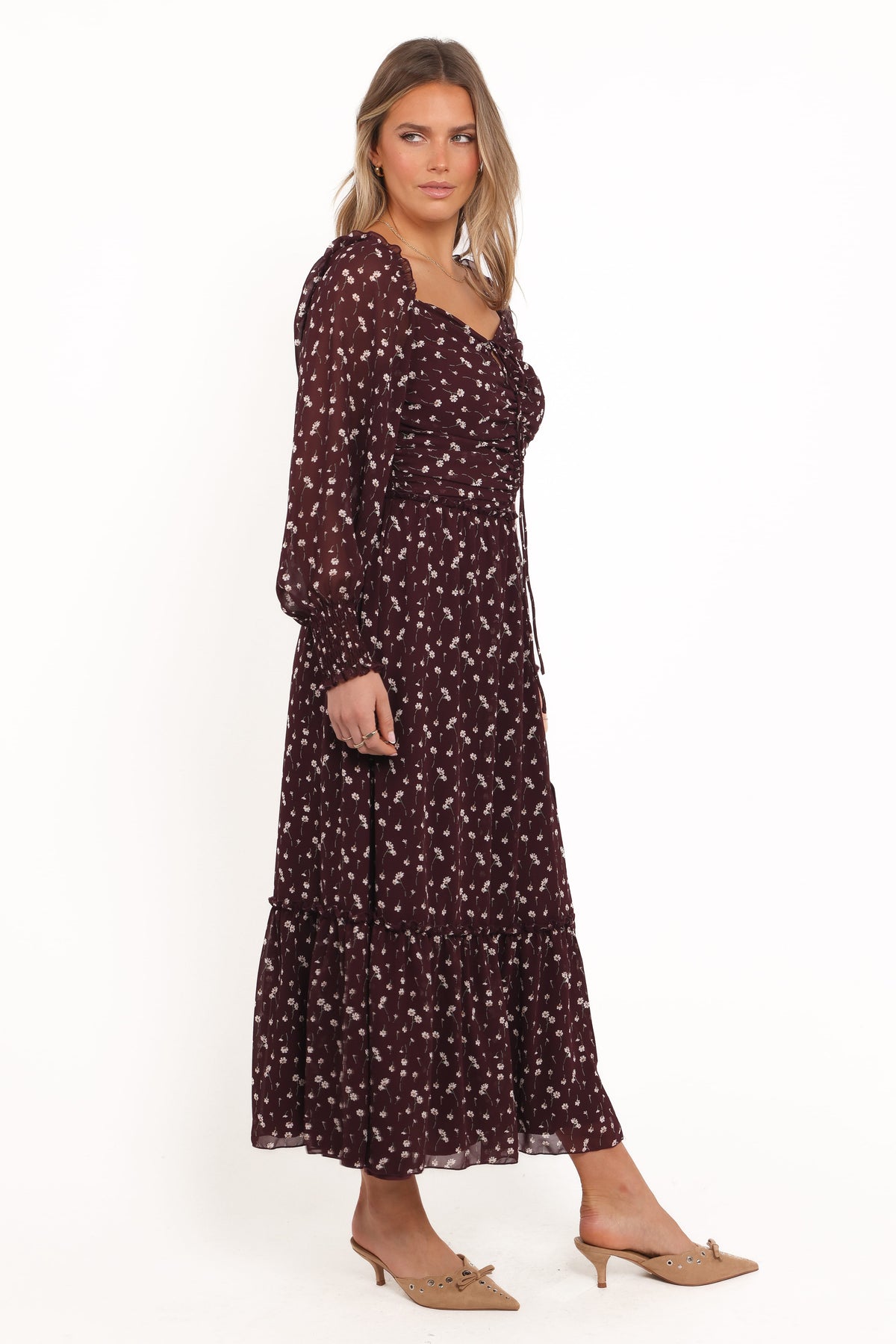 Keziah Long Sleeve Maxi Dress in Burgundy Floral – view 4 of 8
