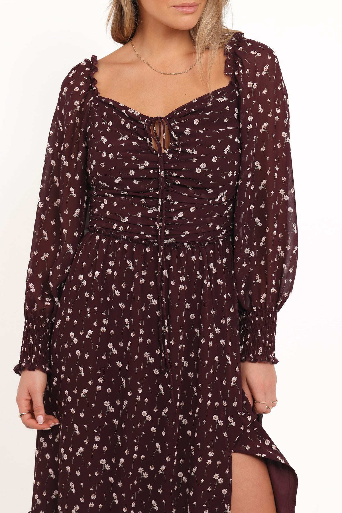 Keziah Long Sleeve Maxi Dress in Burgundy Floral – view 6 of 8