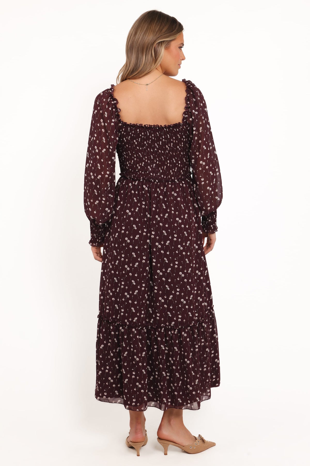 Keziah Long Sleeve Maxi Dress in Burgundy Floral – view 5 of 8