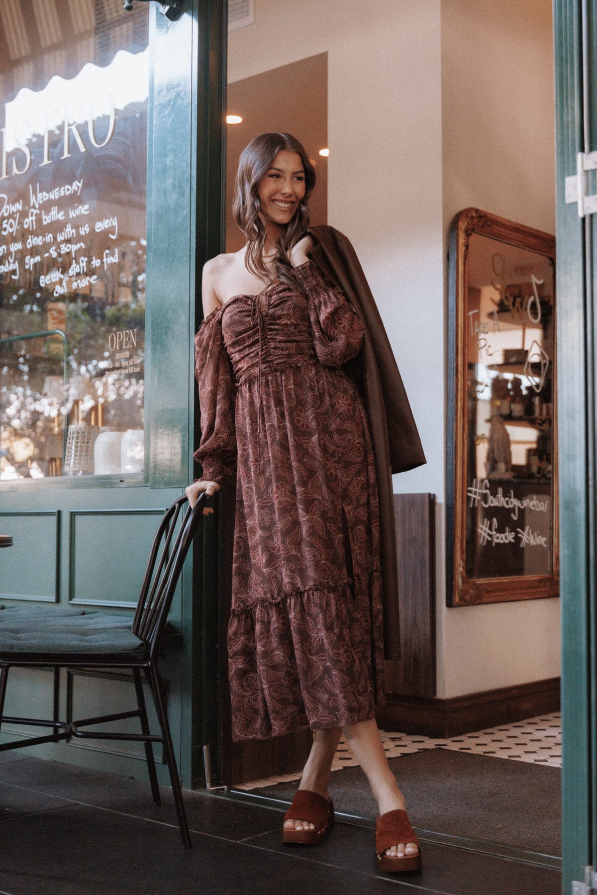 Keziah Long Sleeve Maxi Dress in Burgundy Paisley – view 1 of 6