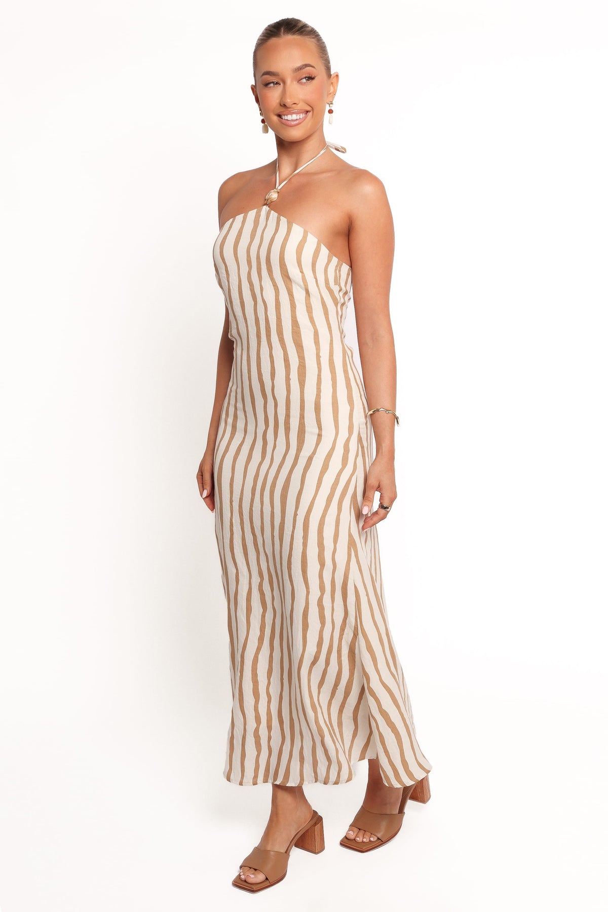 Kim Halter Maxi Dress in Tan Stripe – view 6 of 8