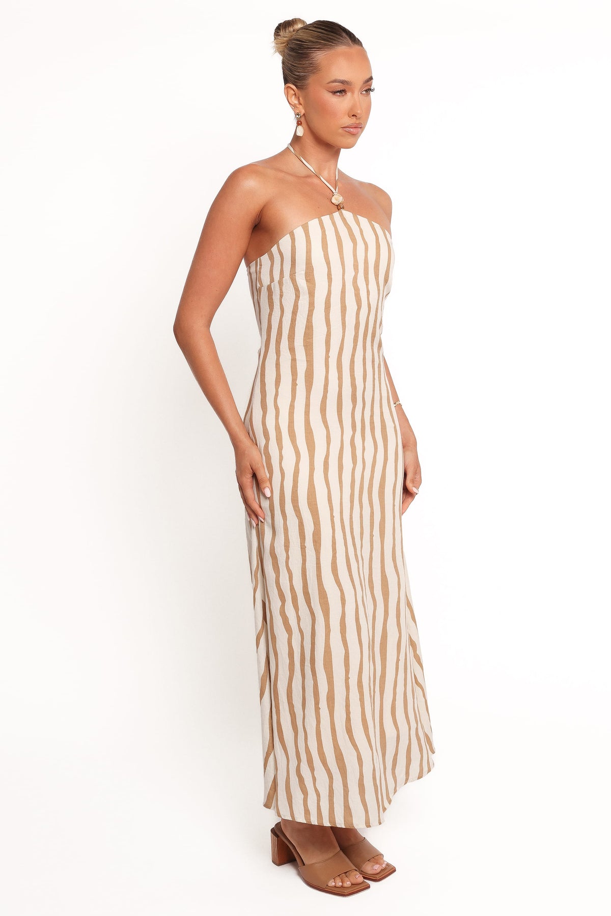 Kim Halter Maxi Dress in Tan Stripe – view 4 of 8