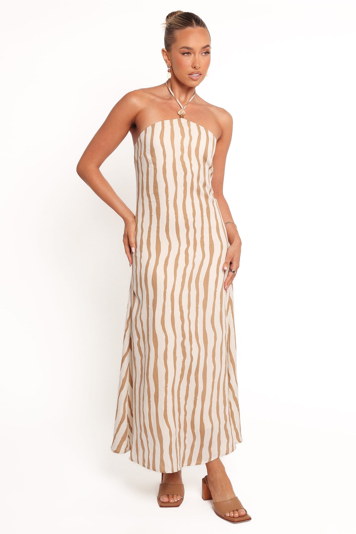 Kim Halter Maxi Dress in Tan Stripe – view 7 of 8
