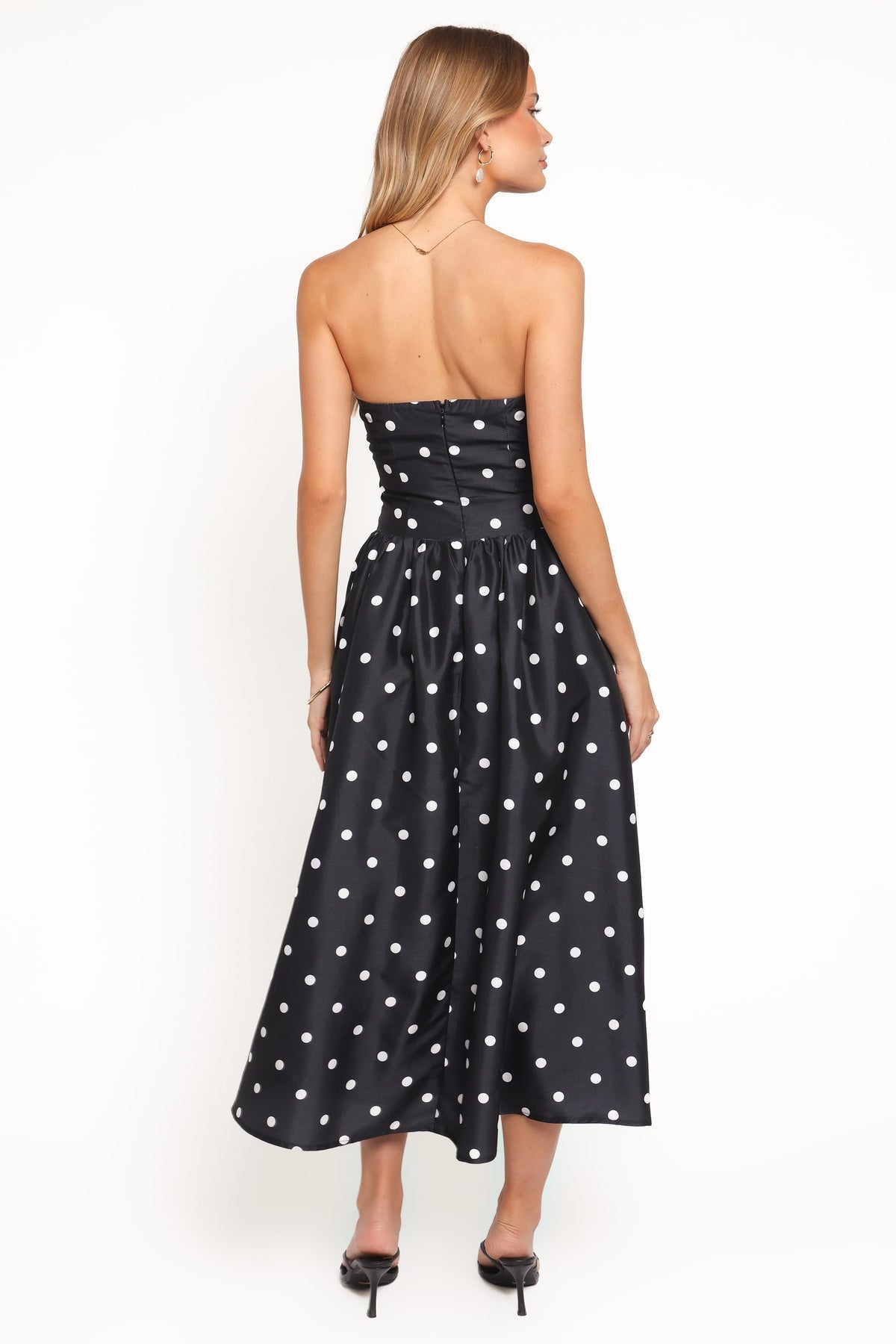 Kimbra Strapless Midi Dress in Black Polka Dot – view 5 of 7