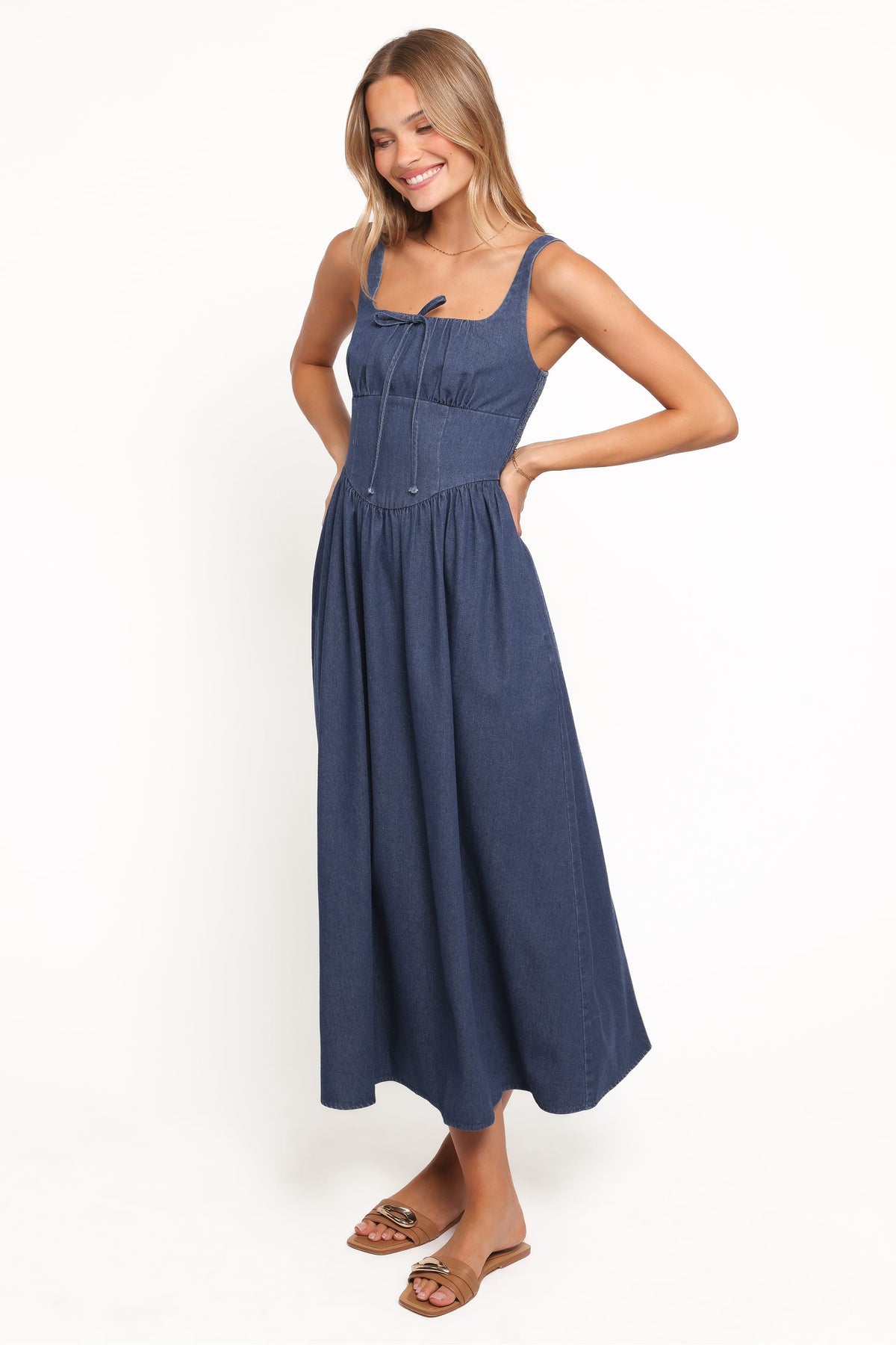 Kinslee Midi Dress in Denim – view 3 of 6