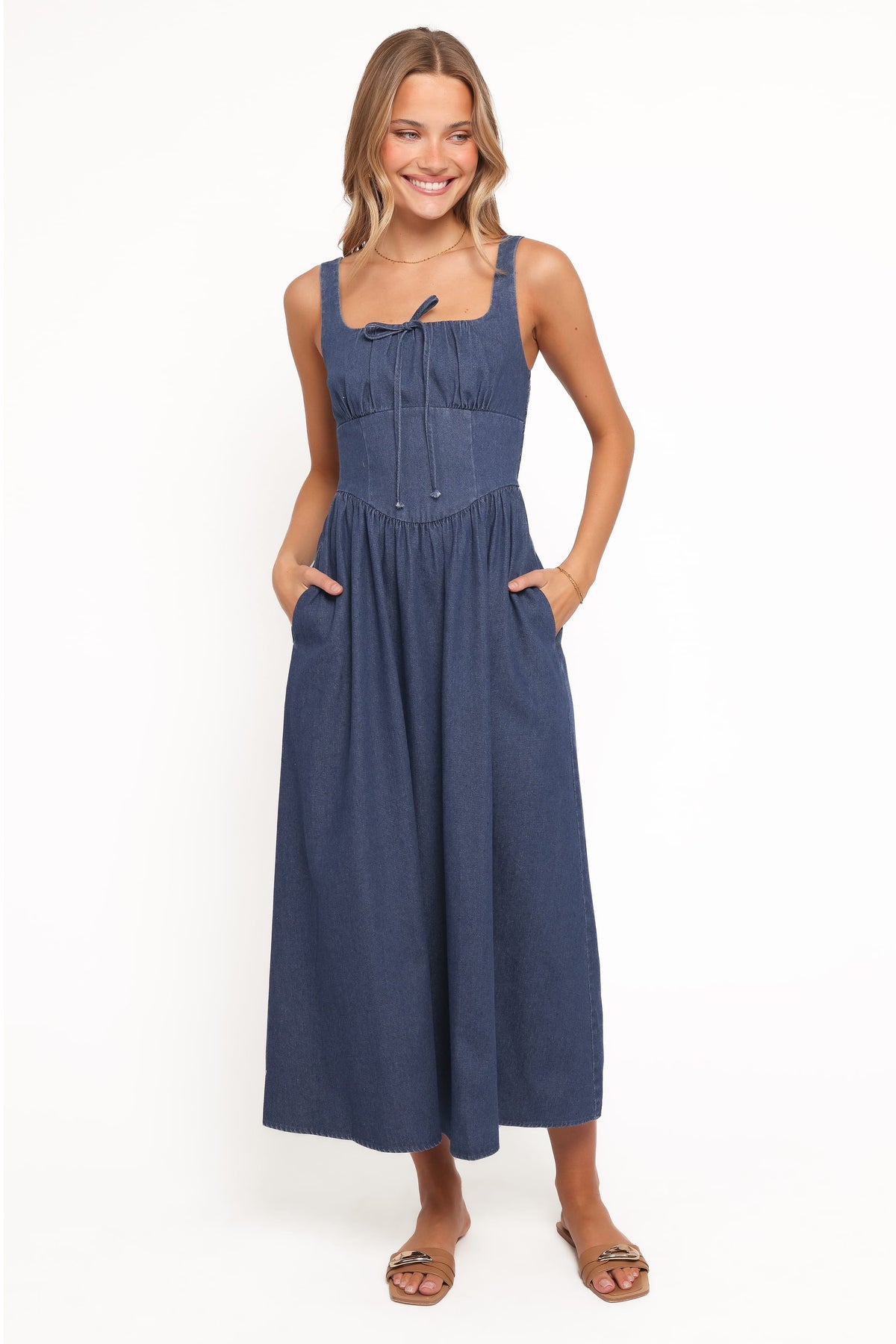 Kinslee Midi Dress in Denim – view 1 of 6