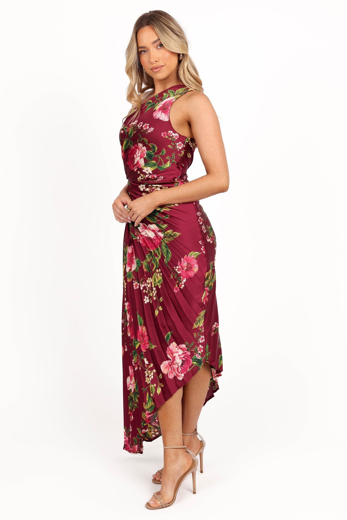 Kleo One Shoulder Maxi Dress in Burgundy Floral – view 5 of 8