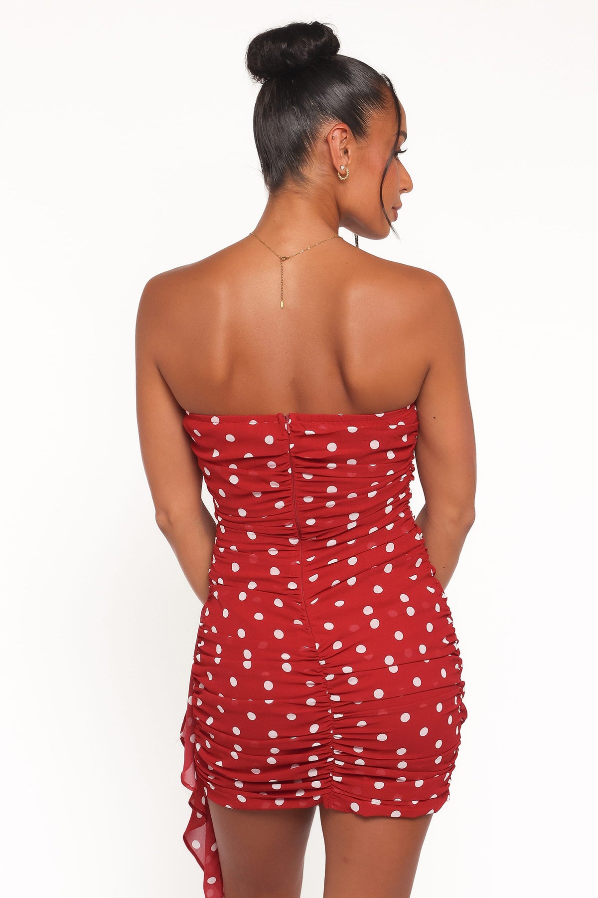 Kristen Strapless Mini Dress in Red Polka Dot – view 4 of 6