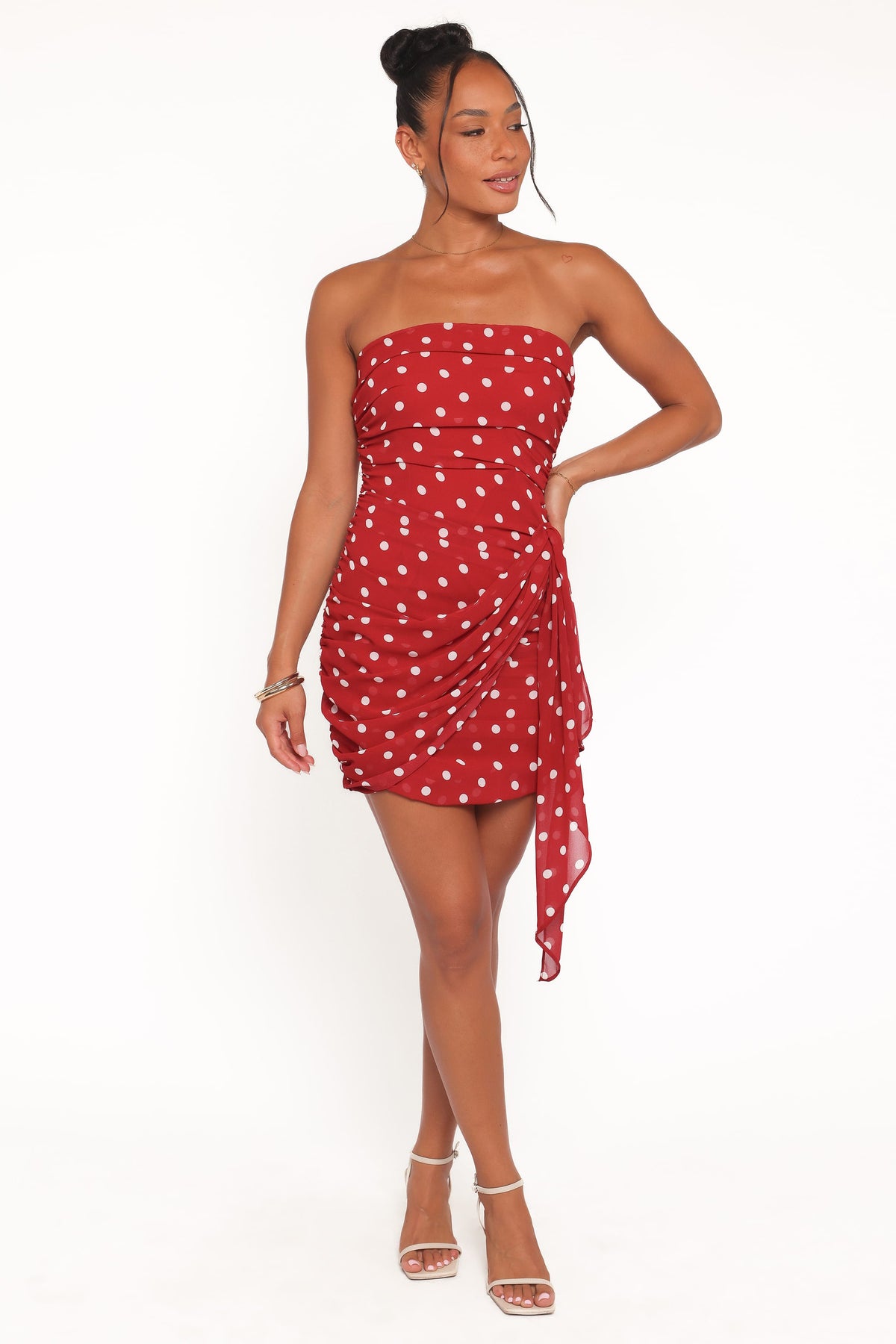 Kristen Strapless Mini Dress in Red Polka Dot – view 1 of 6