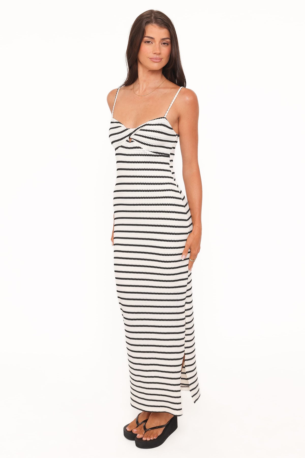 Kristina Midi Dress in Black/White Stripe – view 4 of 7