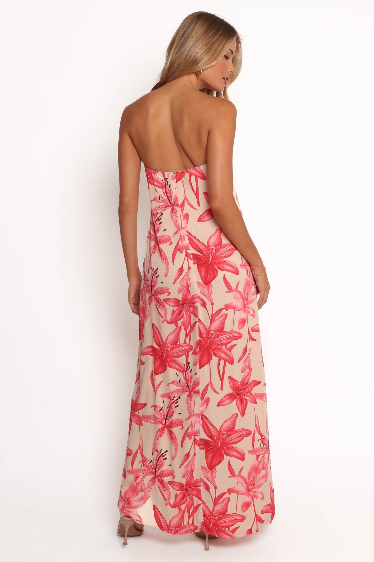 Lani A Line Strapless Maxi Dress in Pink Floral – view 4 of 5