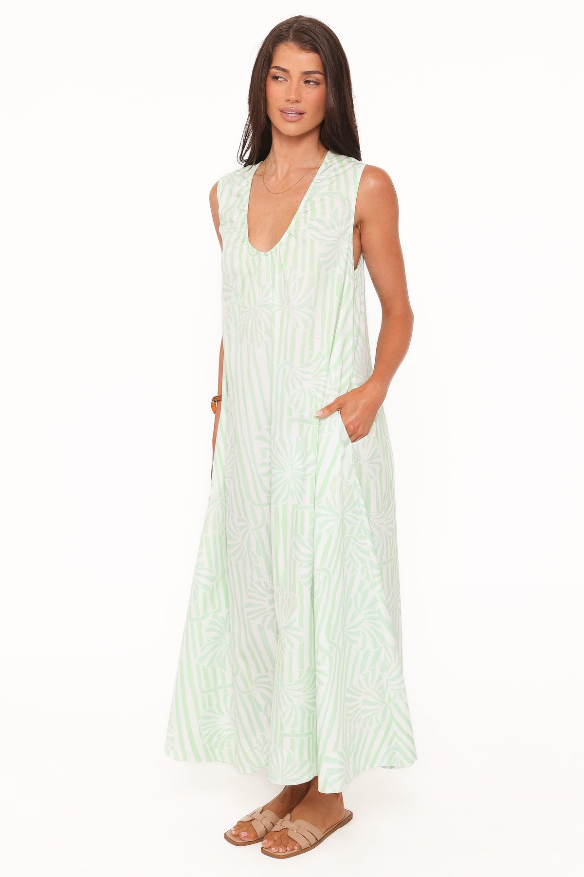 Laurita Maxi Dress in Jade Painted Stripe – view 4 of 8