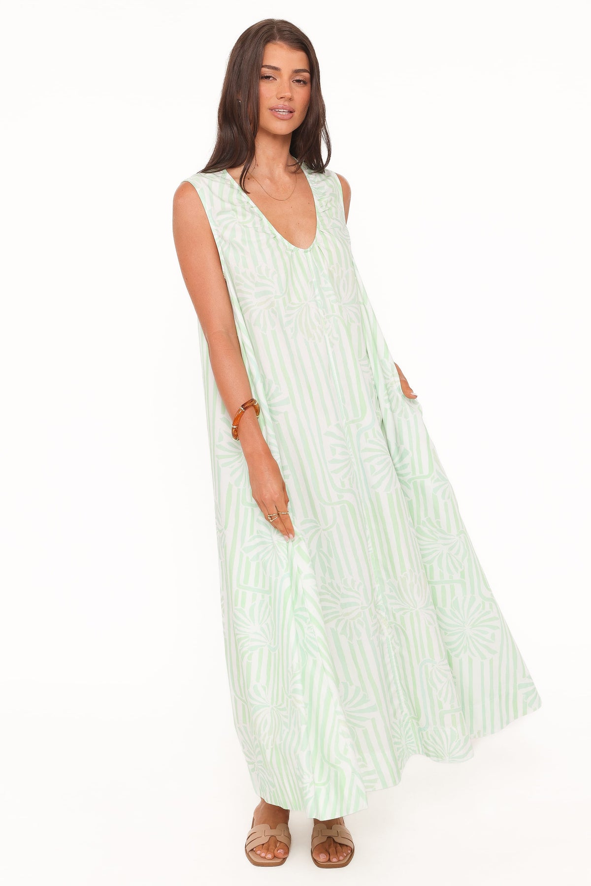 Laurita Maxi Dress in Jade Painted Stripe – view 6 of 8