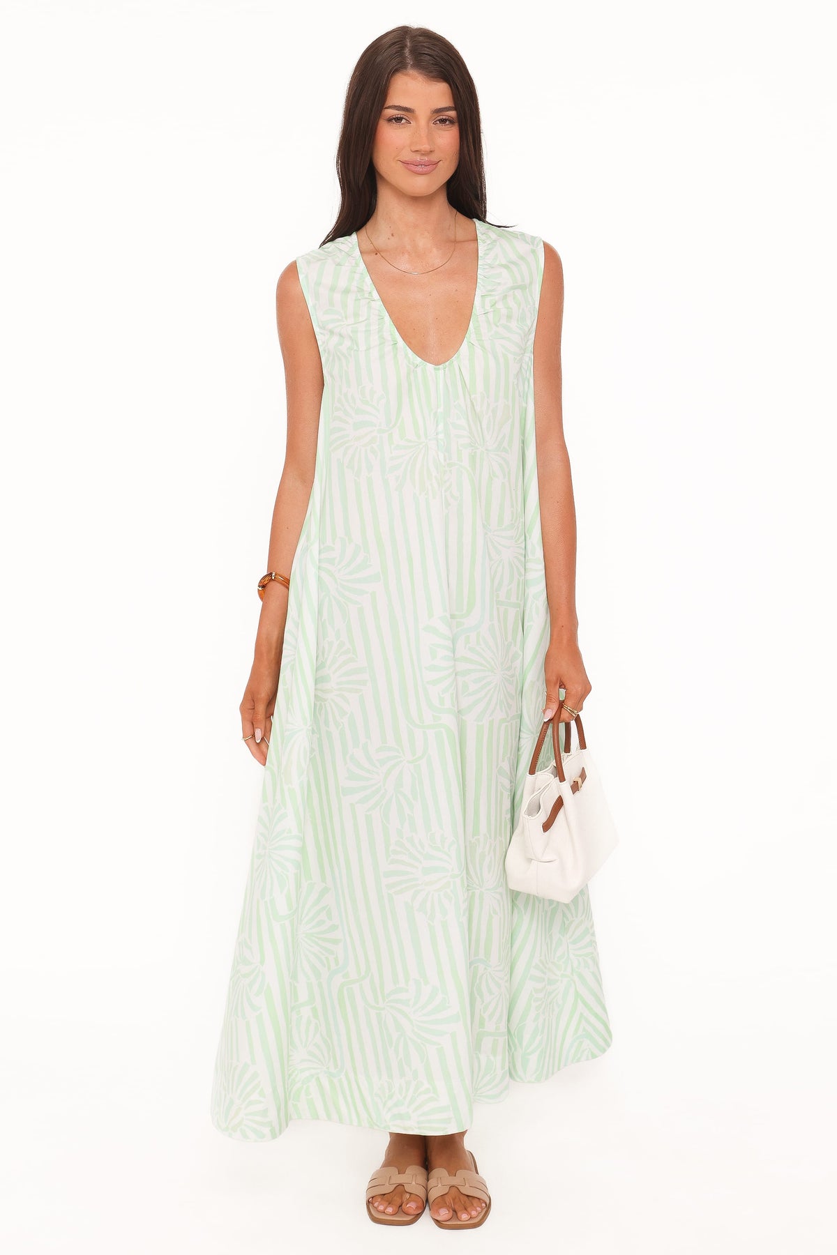 Laurita Maxi Dress in Jade Painted Stripe – view 2 of 8