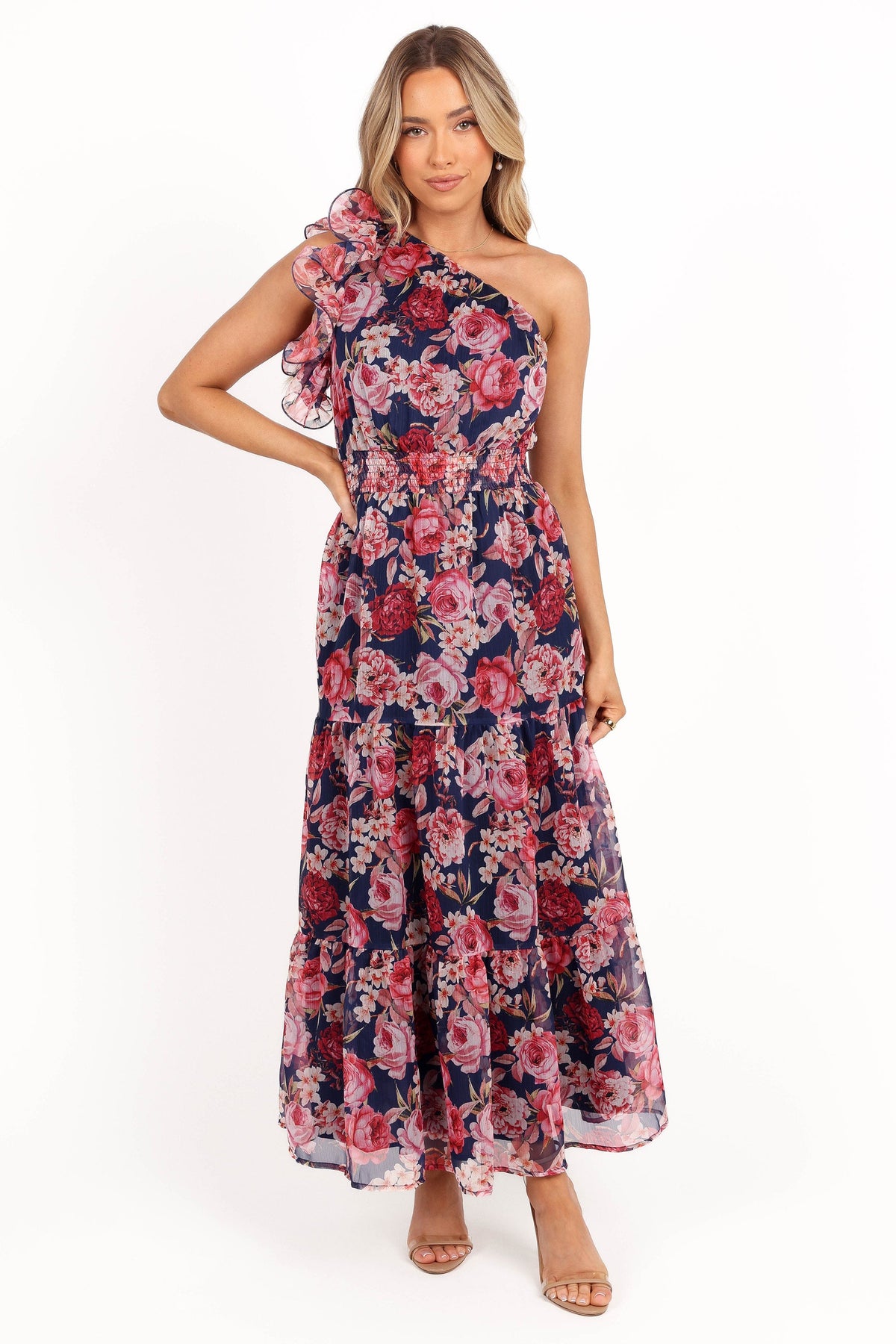 Layley One Shoulder Maxi Dress in Navy Floral – view 4 of 8