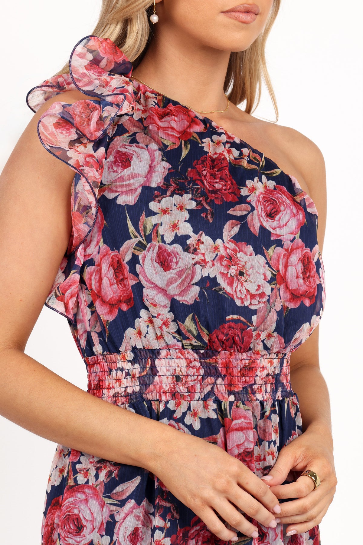 Layley One Shoulder Maxi Dress in Navy Floral – view 5 of 8