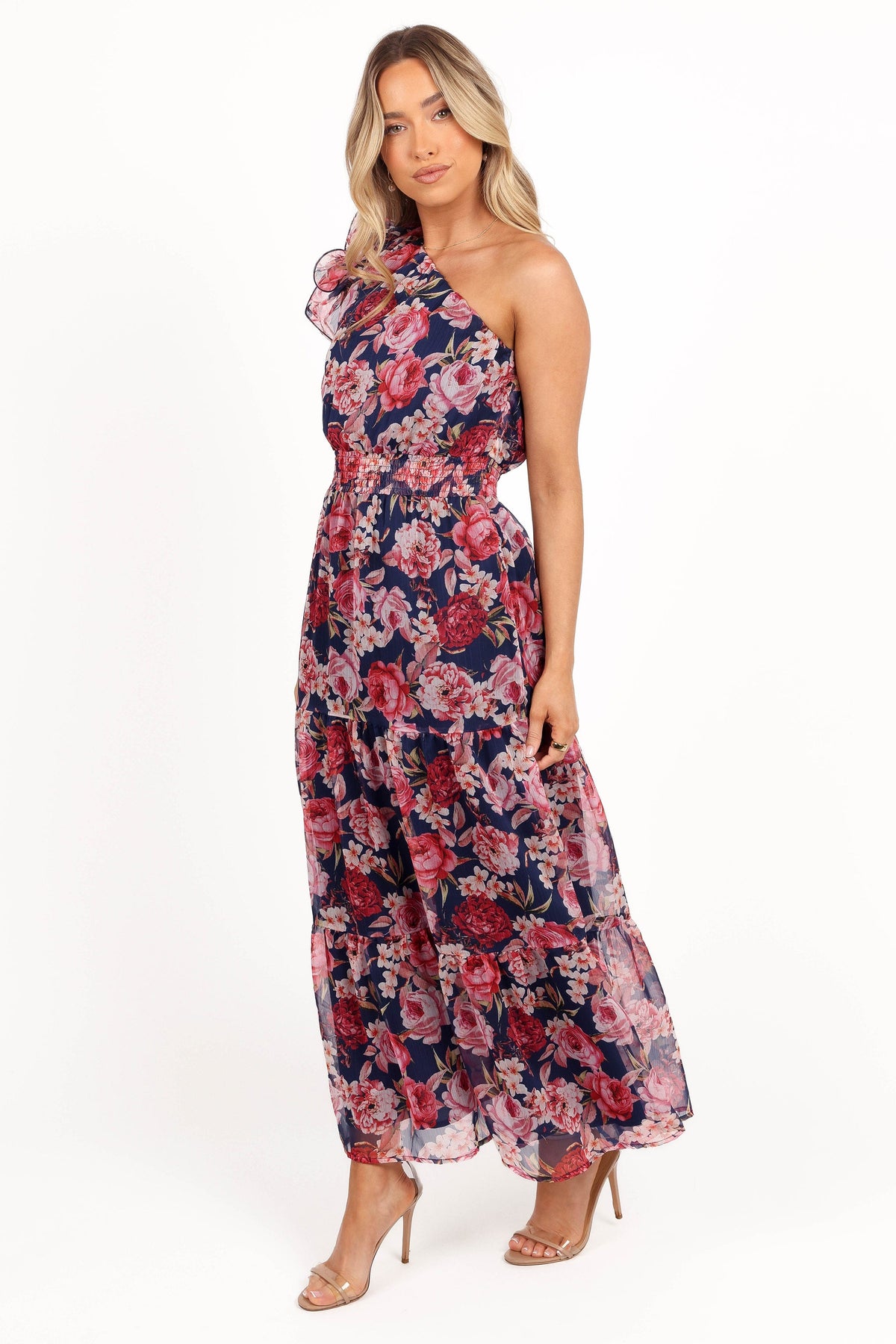 Layley One Shoulder Maxi Dress in Navy Floral – view 2 of 8
