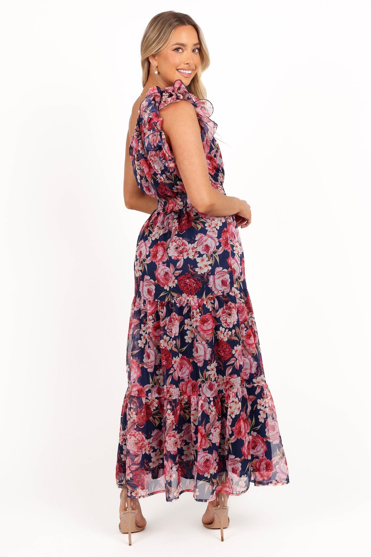 Layley One Shoulder Maxi Dress in Navy Floral – view 6 of 8