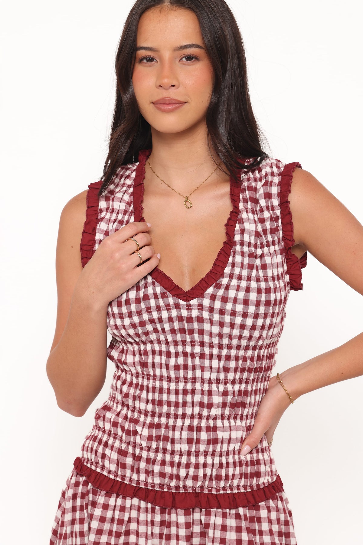 Leabrook Maxi Dress in Burgundy Gingham – view 3 of 7