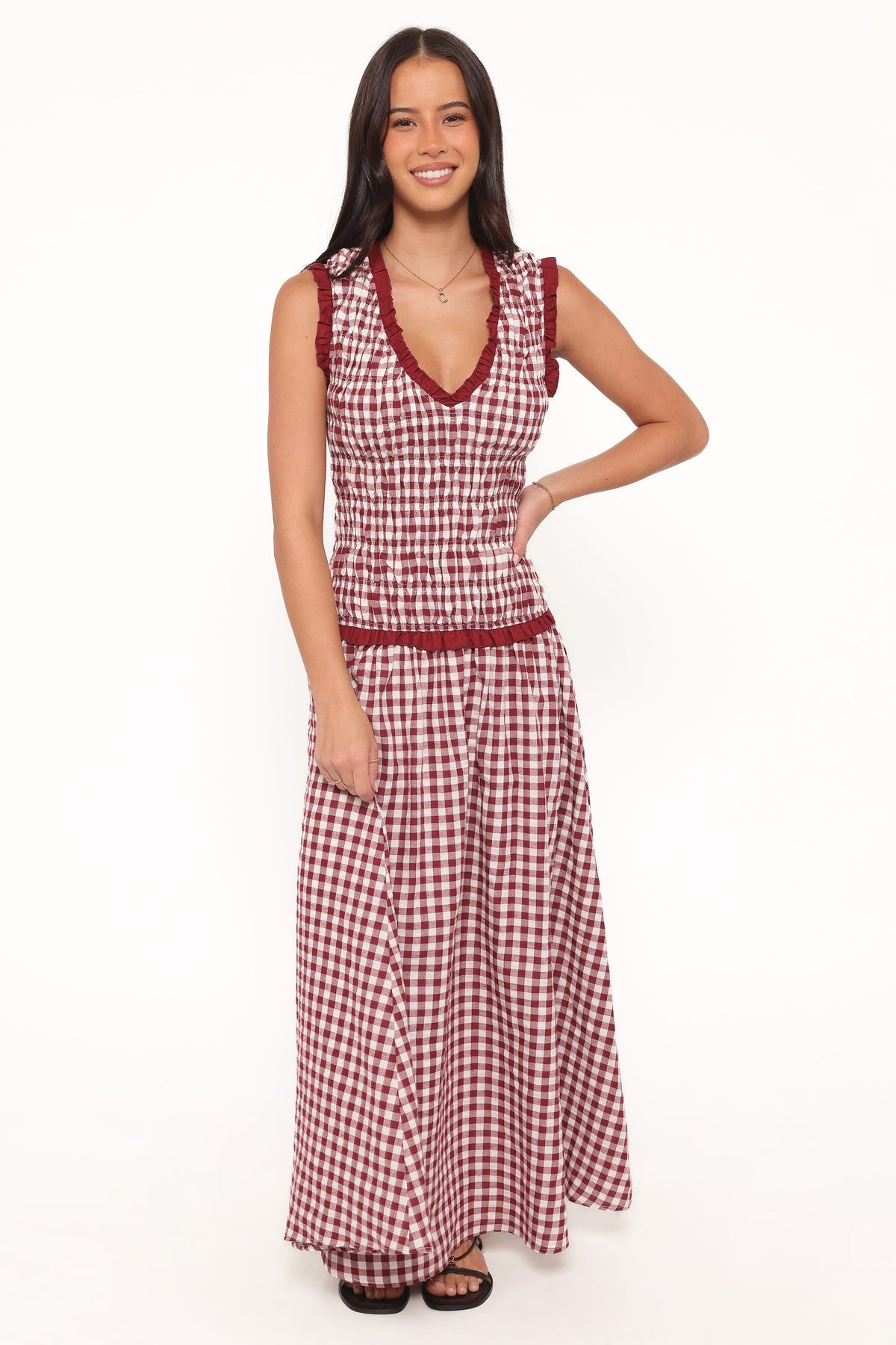 Leabrook Maxi Dress in Burgundy Gingham – view 6 of 7