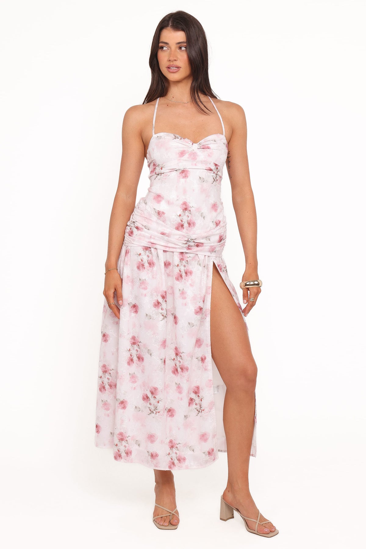 Lelia Halterneck Midi Dress in Pink Floral – view 6 of 7