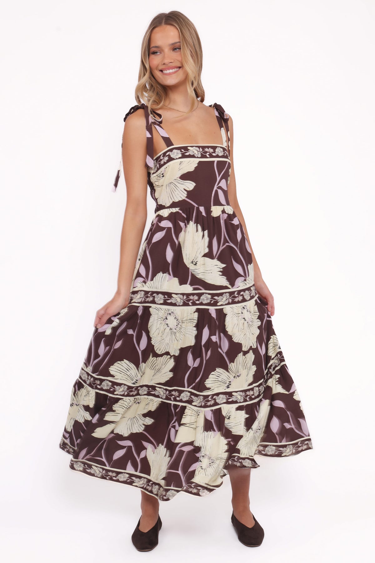 Leonor Maxi Dress in Yellow Brown Floral – view 1 of 5