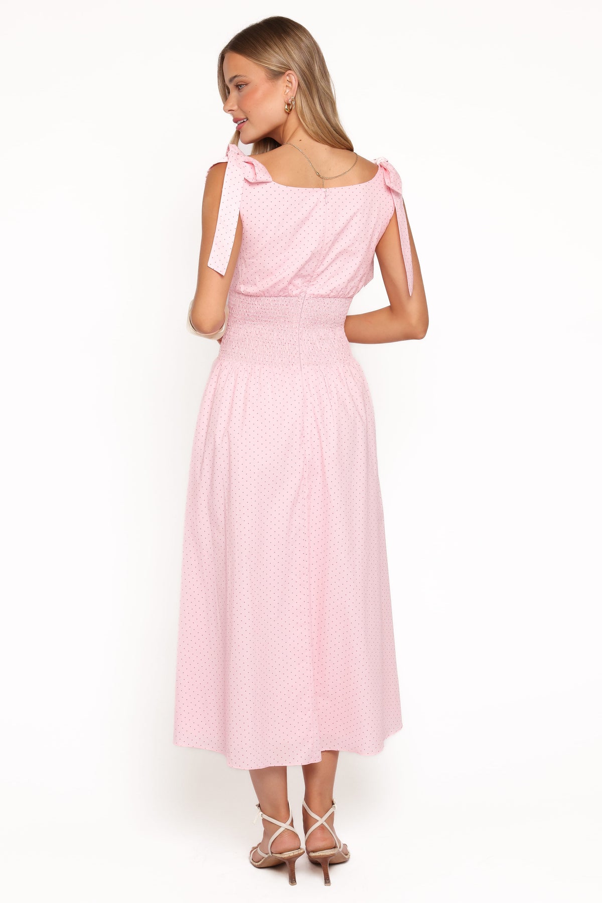 Leticia Midi Dress in Pink Polka Dot – view 5 of 7