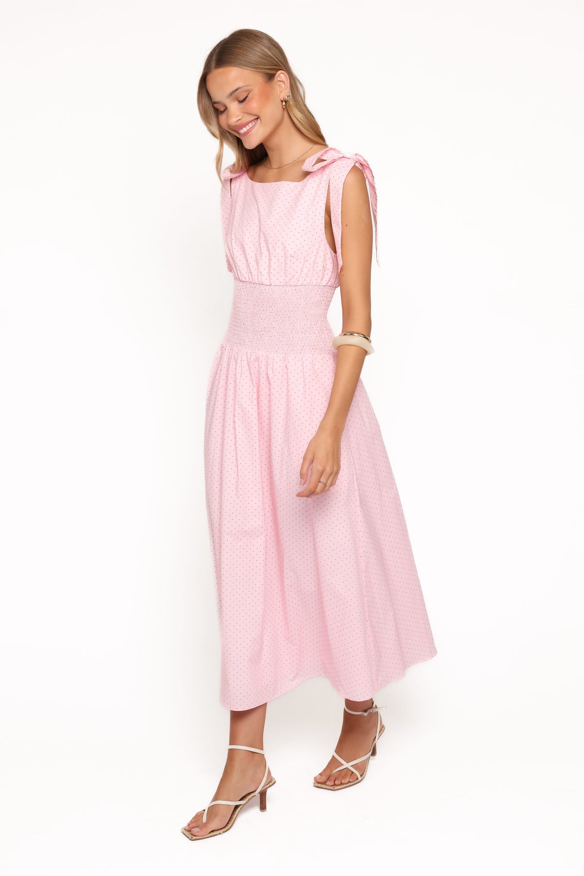 Leticia Midi Dress in Pink Polka Dot – view 4 of 7