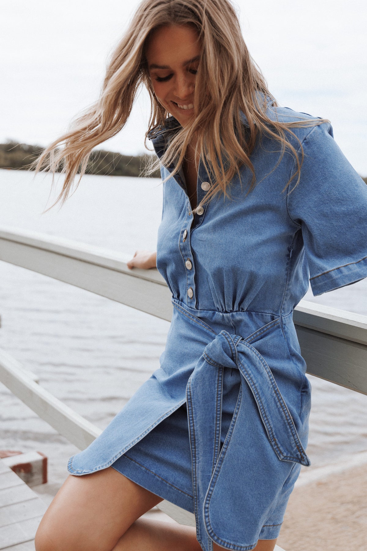 Leyton Mini Dress in Denim Chambray – view 1 of 9