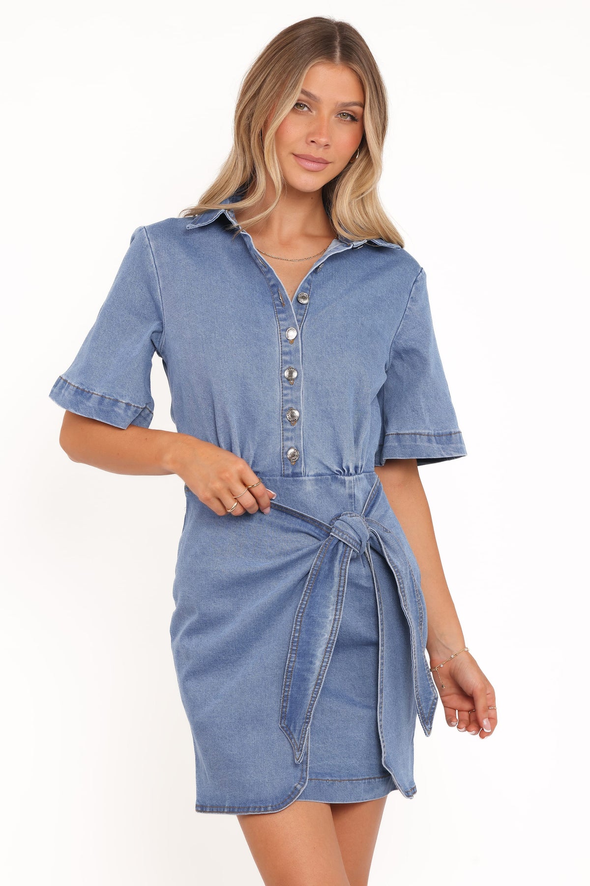 Leyton Mini Dress in Denim Chambray – view 2 of 9