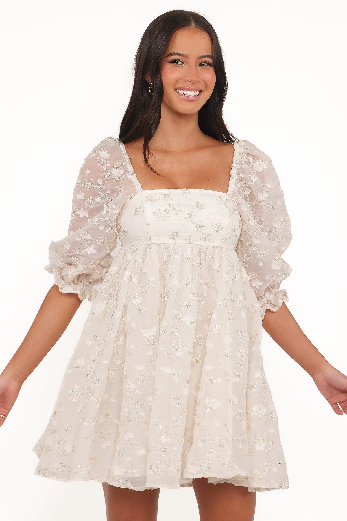 Lillan Mini Dress in Ivory Sequin – view 1 of 6
