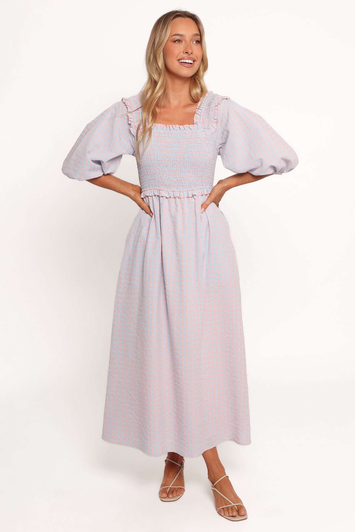 Lille Midi Dress in Blue Gingham – view 1 of 6
